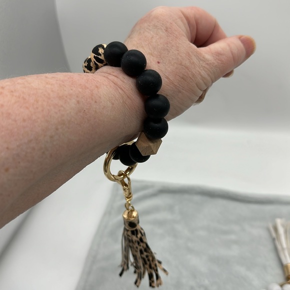 Silicone Bangle Wristlets Keychain Bracelets with Tassels—2 pack Total - Picture 4 of 7